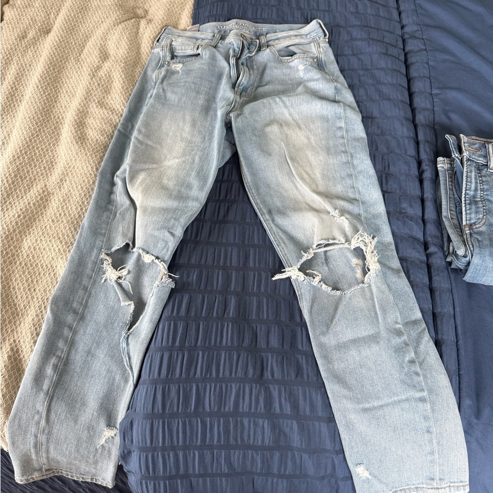 American Eagle Outfitters Blue Flare Wide Leg Jeans with Retro Charm